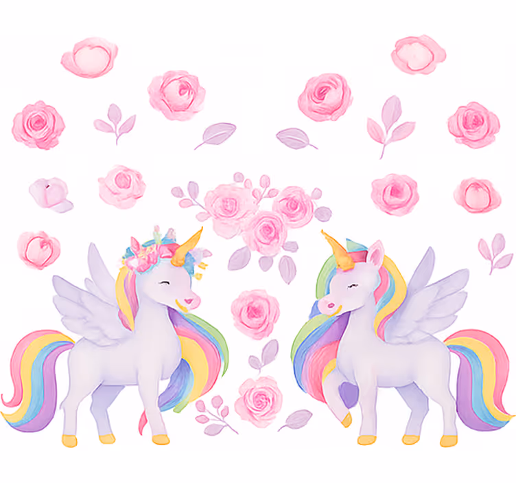 Pink unicorn and flowers blind children - TenStickers