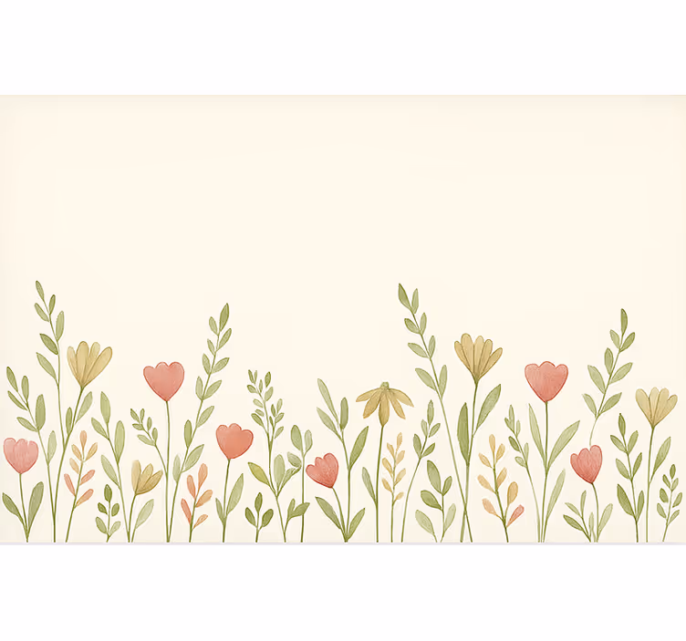 Field flowers border dining room roller blind - TenStickers