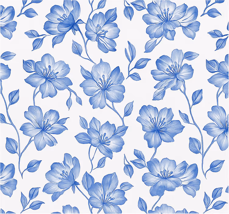 Blue and white floral master bedroom shades - TenStickers