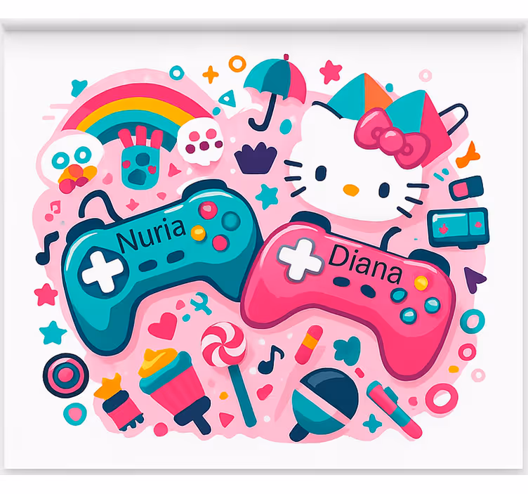Custom kitty controllers gamer roller blind - TenStickers