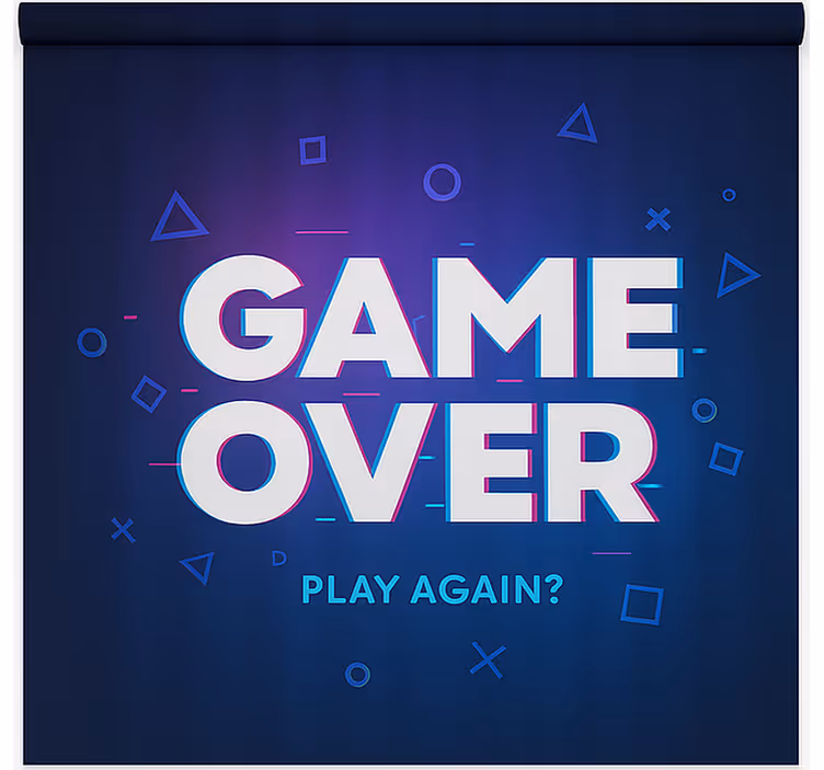 Game over play again gamer roller blind - TenStickers