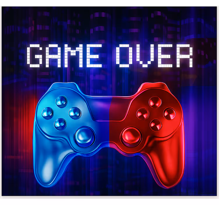Neon cascading game over gamer roller blind - TenStickers