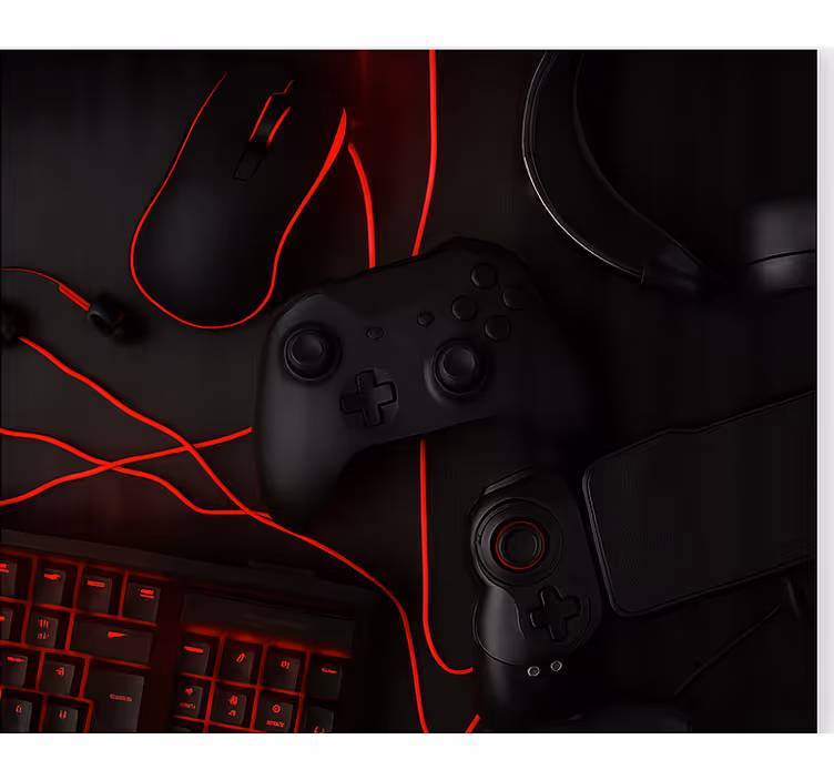 Black red gamers setup gamer roller blind - TenStickers