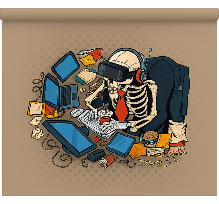 Skeleton vintage gamer gamer roller blind - TenStickers