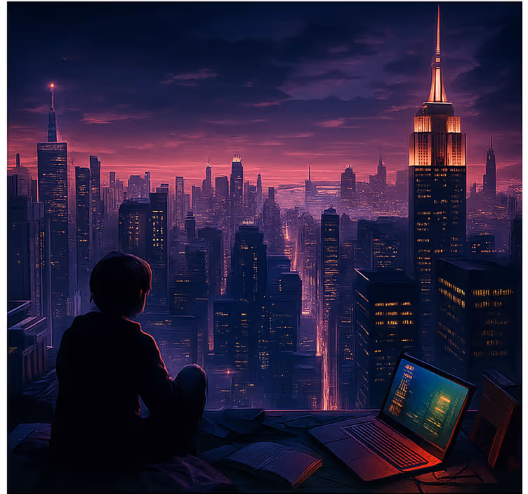 Futuristic skyscraper gaming perspective gamer roller blind - TenStickers