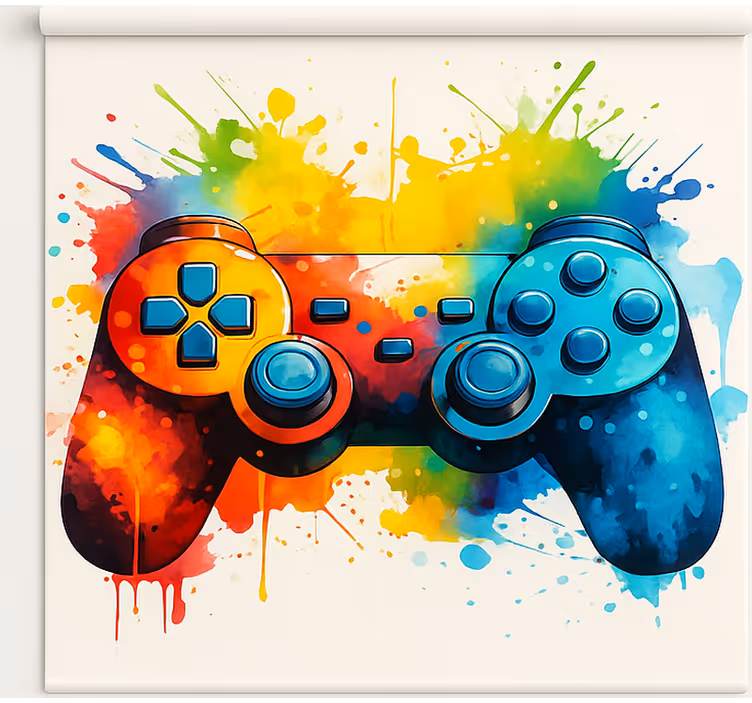 Bright paint splash controller gamer roller blind - TenStickers