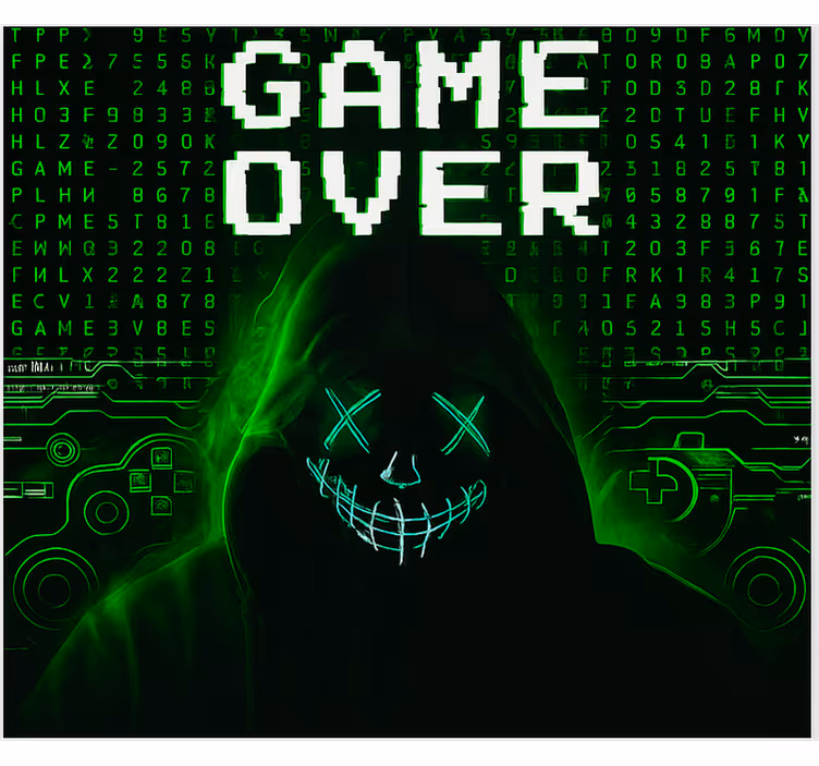 Masked hacked "game over" gamer roller blind - TenStickers