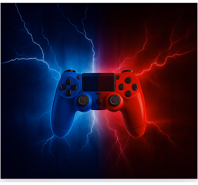 Red blue electric controller  gamer roller blind - TenStickers