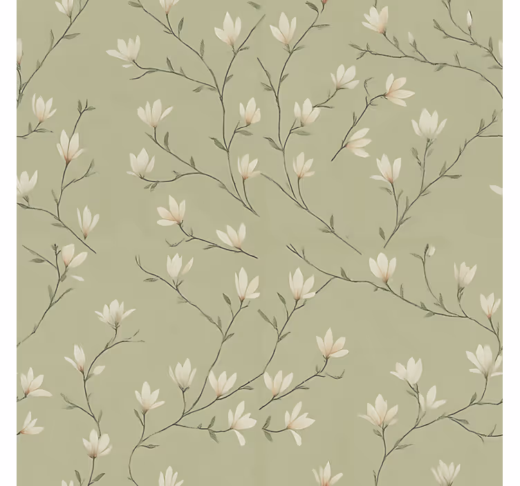 Dining room roller blind olive tone blooming branches - TenStickers