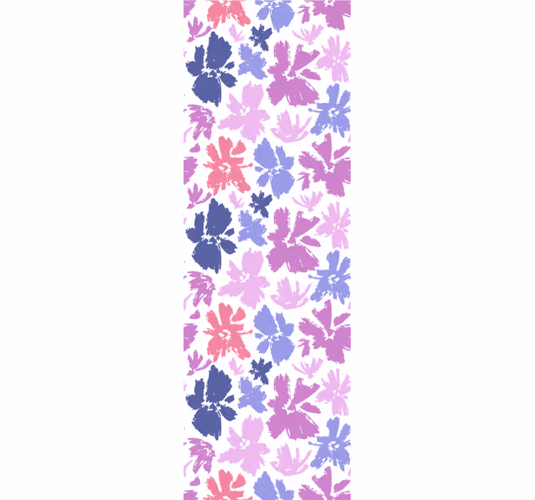 Dining room roller blind in purple floral display - TenStickers