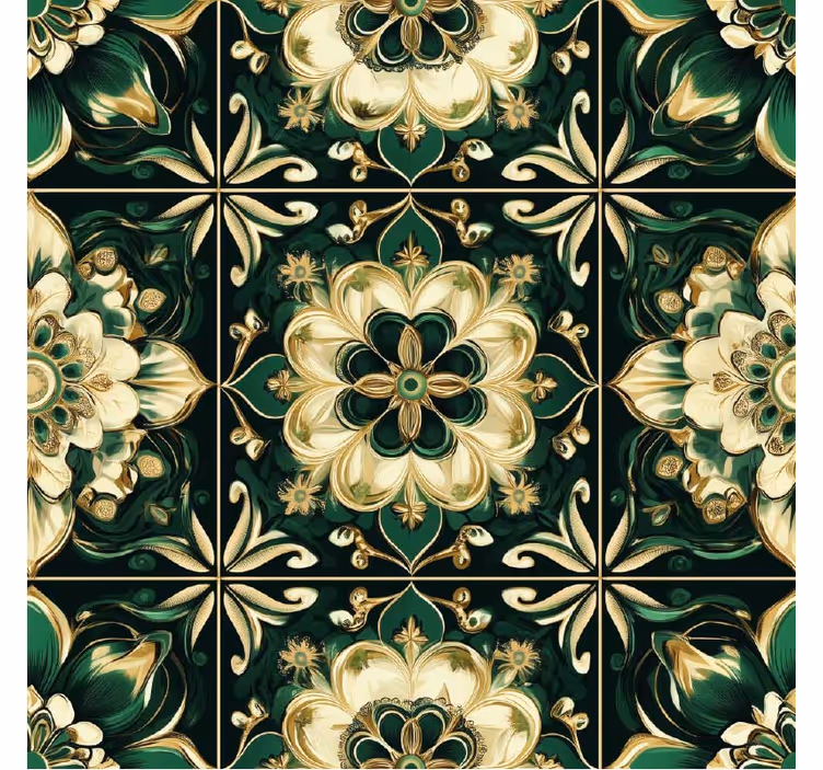 Kitchen roller blind with botanical mosaic design - TenStickers