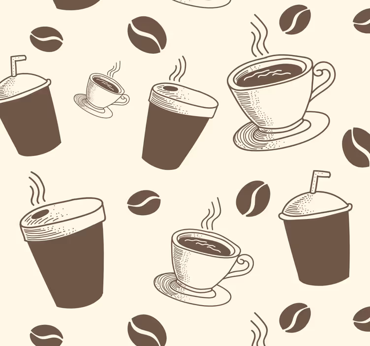 Kitchen roller blind with coffee cup designs - TenStickers