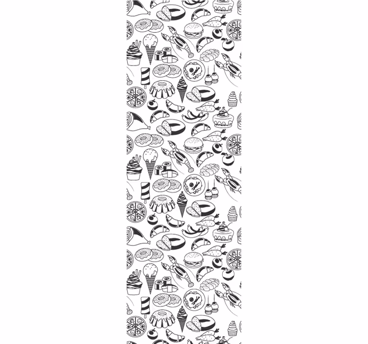 Kitchen roller blind with black and white food design - TenStickers