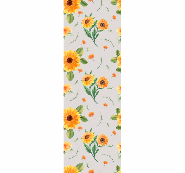 Kitchen roller blind with sunflower watercolor pattern - TenStickers