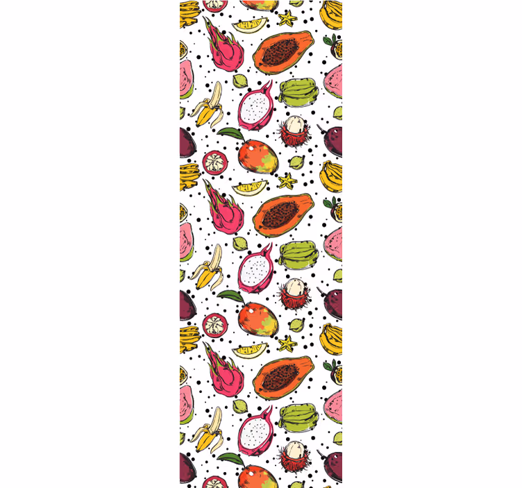 Kitchen roller blind with colorful exotic fruit sketch - TenStickers