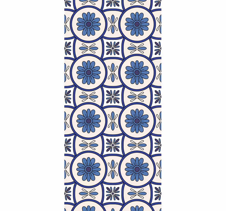 Kitchen roller blind blue flower portuguese tile - TenStickers