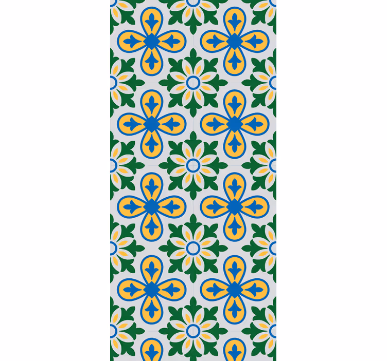 Kitchen roller blind in yellow and blue portuguese tile - TenStickers