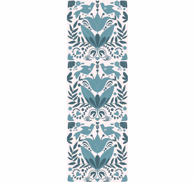 Kitchen roller blind in blue folk art with birds - TenStickers