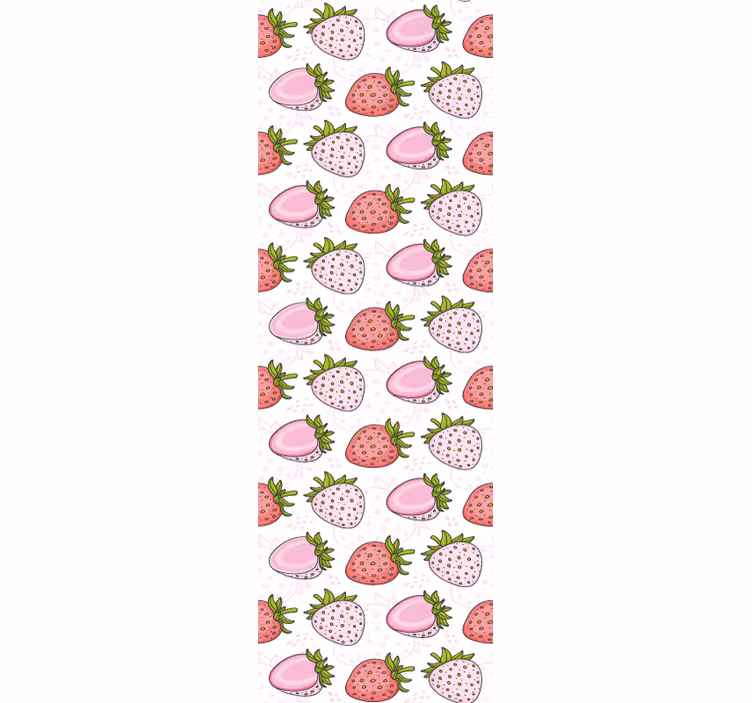 Kitchen roller blind seamless pink and red strawberries - TenStickers