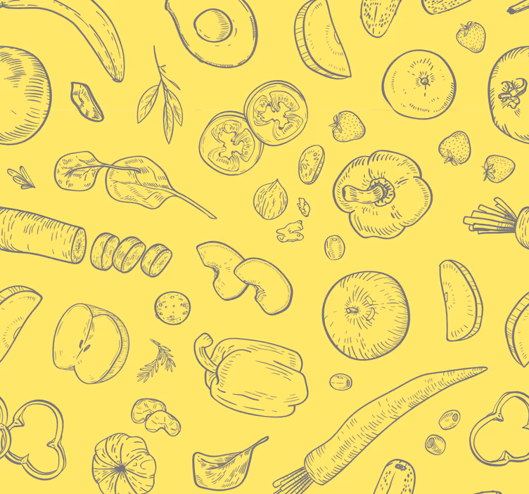 Kitchen roller blind set of colorful fruits and vegetables - TenStickers
