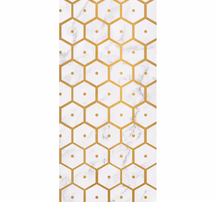 Dining room roller blind in hexagonal gold marble - TenStickers