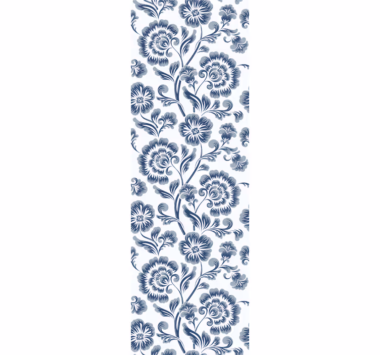 Dining room roller blind with blue floral pattern - TenStickers