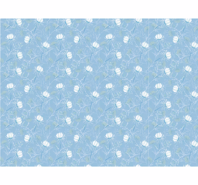 Dining room roller blind in blue vintage pattern - TenStickers