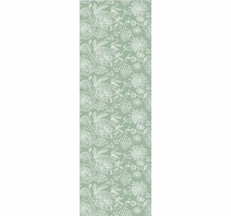 Green floral grandmillenial style dining room roller blind - TenStickers