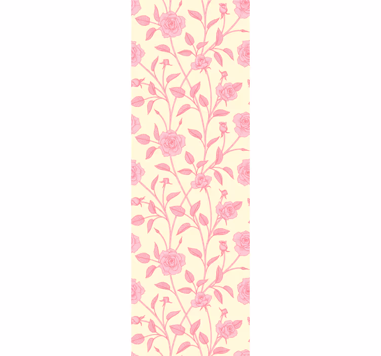 Dining room roller blind with vintage small roses on pink - TenStickers