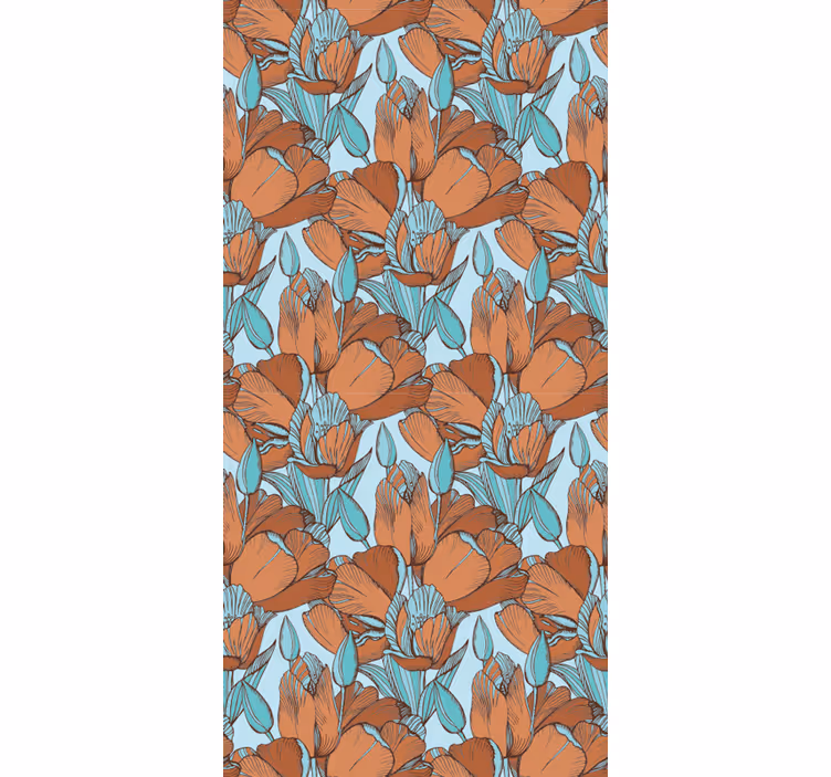 Dining room roller blind with brown tulips design - TenStickers