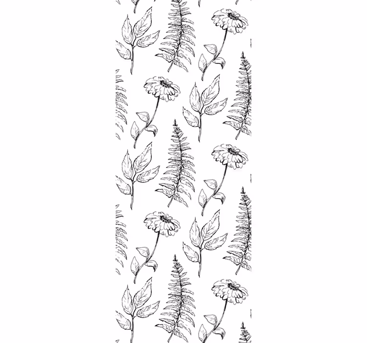Dining room roller blind black and white tulips - TenStickers