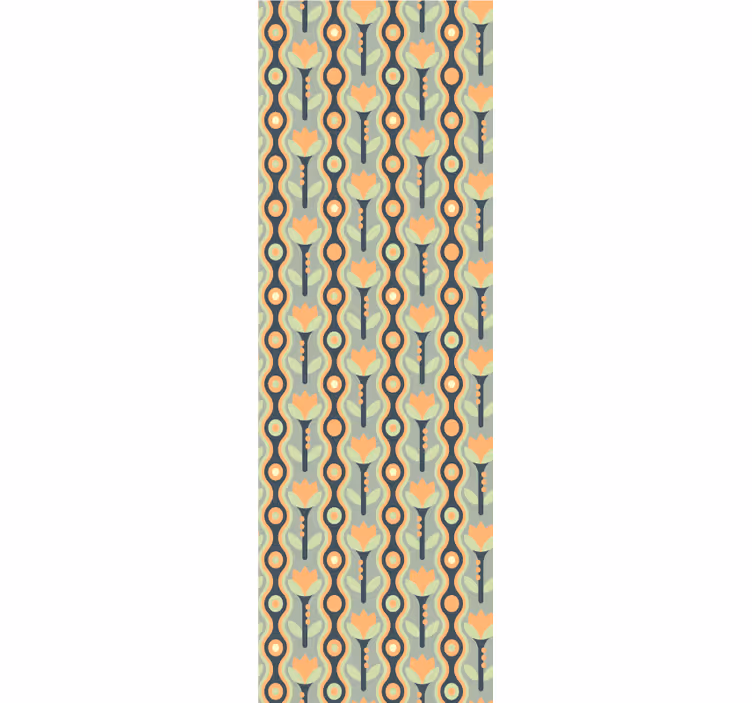 Dining room roller blind in orange floral design - TenStickers
