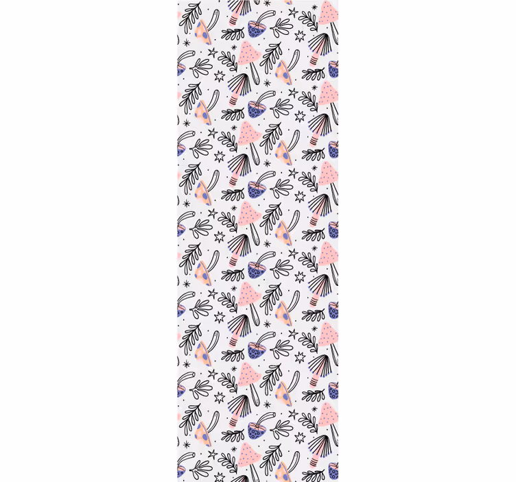 Dining room roller blind with classic mushrooms and flowers - TenStickers