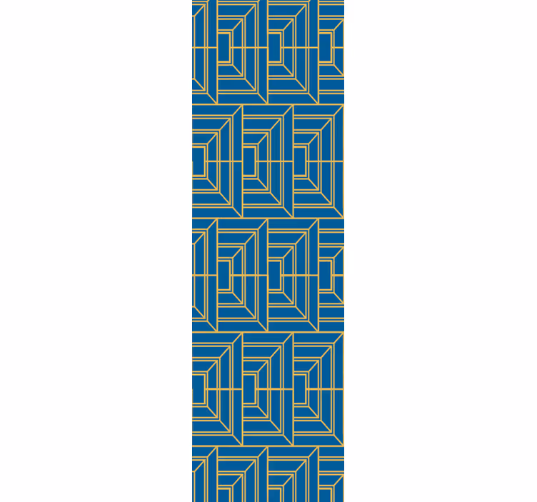 Dining room roller blind with gold lines on blue - TenStickers