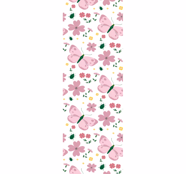 Delicate pink flower and butterfly pattern for blind children - TenStickers