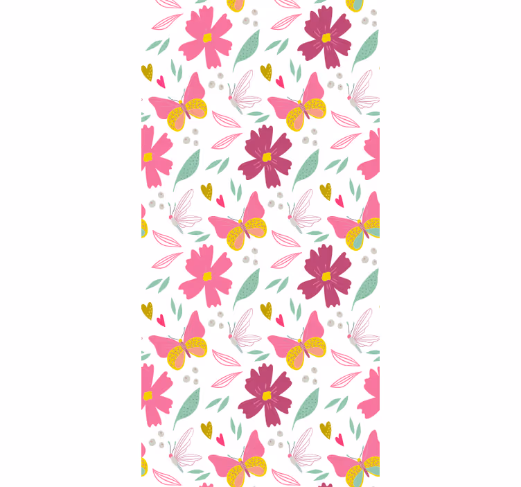 Blind children pink and yellow flower butterfly design - TenStickers