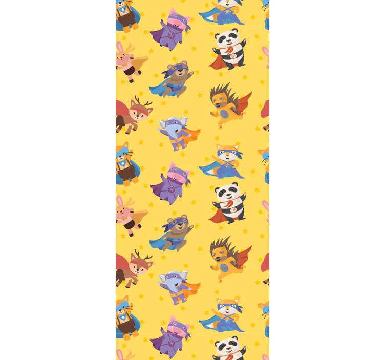 Blind children superhero pets pattern over yellow - TenStickers