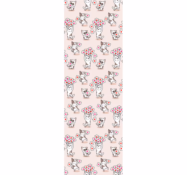 Blind children cats with heart icons pattern - TenStickers