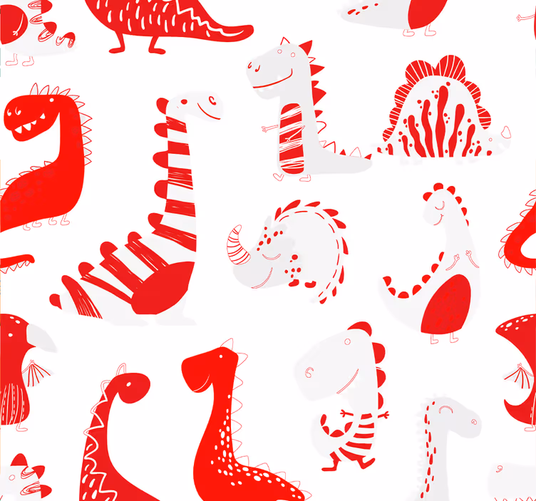 Blind children dinosaur red sketches - TenStickers