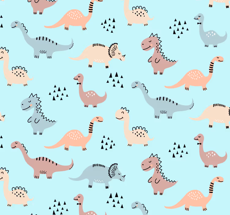 Blind children blue background with yellow green dinosaurs - TenStickers