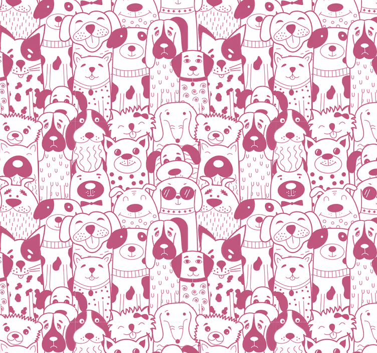 Blind children drawing of pink furry dogs - TenStickers