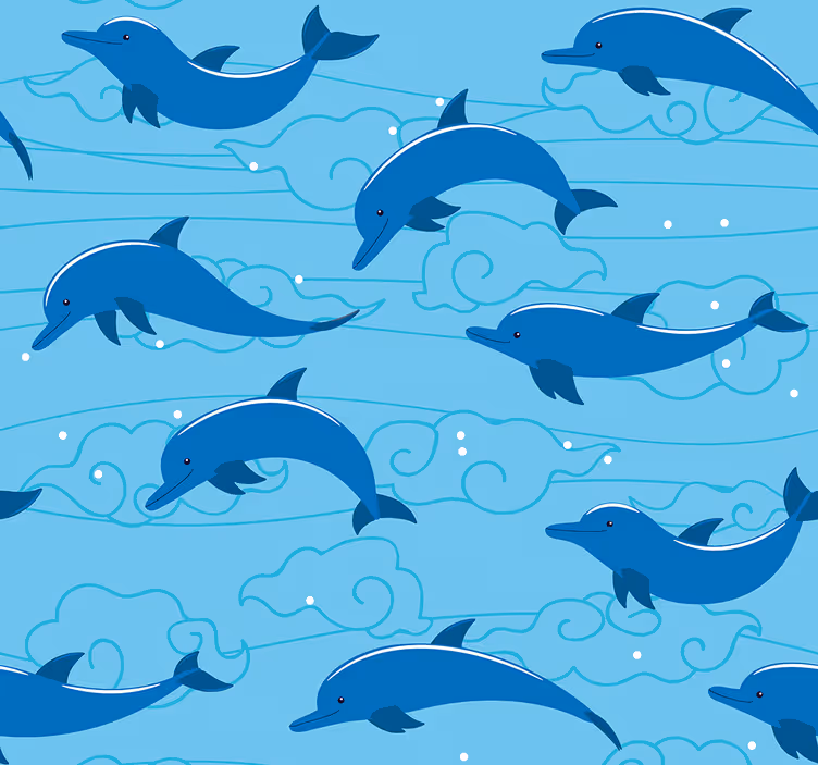Blind children sky with clouds and dolphins - TenStickers