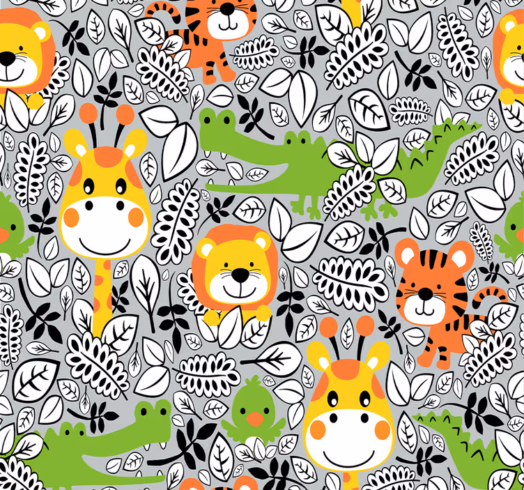Blind children jungle friends grey - TenStickers