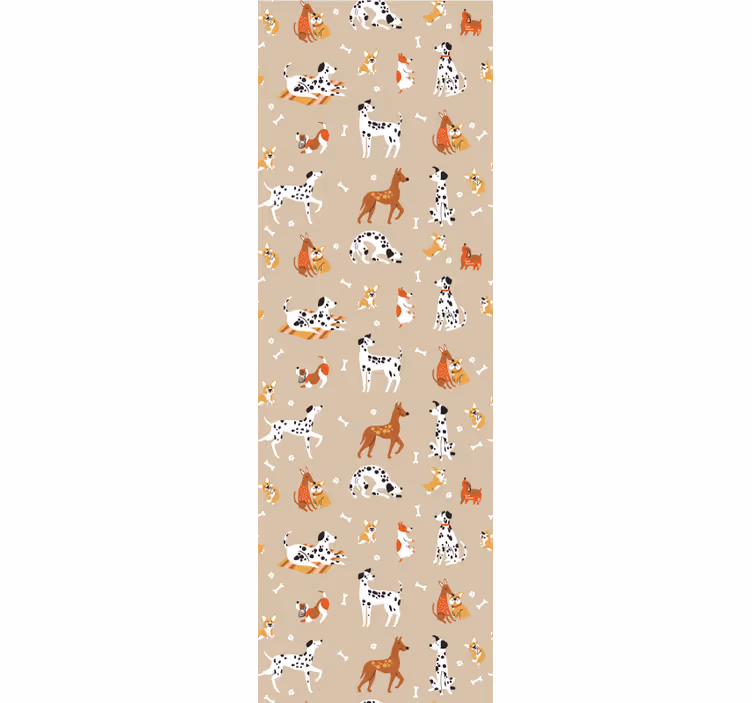 Blind children with beautiful cute dogs on beige - TenStickers
