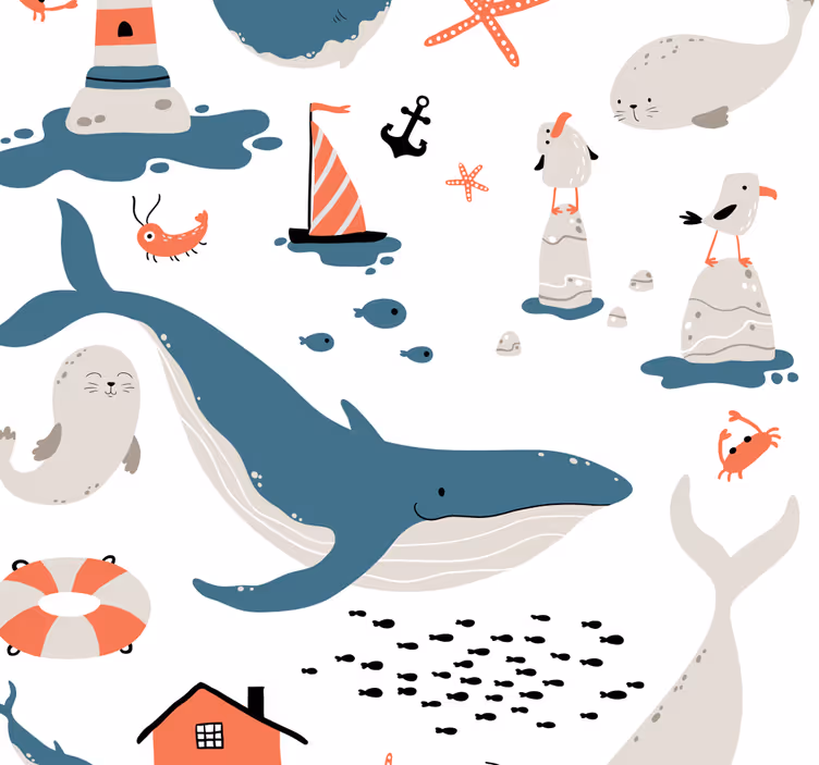 Blind children exploring the sea - TenStickers