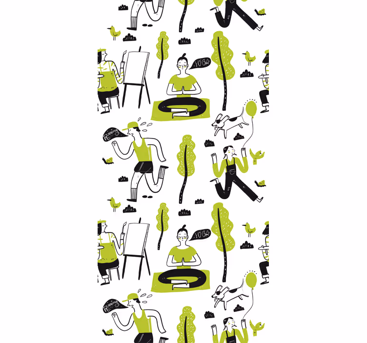 Roller blind office healthy lifestyle doodle set - TenStickers