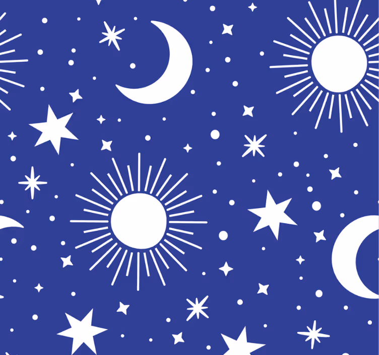 Blind teens white stars and moons on blue background - TenStickers