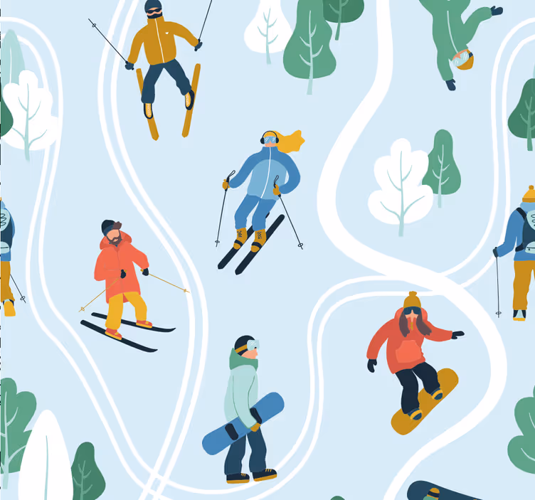 Blind teens blue skiing sport - TenStickers