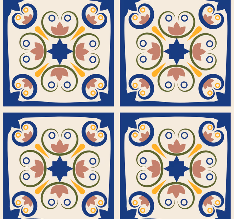 Modern blind pink flowers portuguese tile - TenStickers