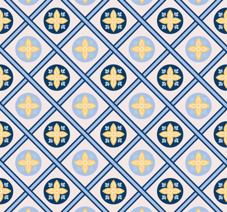 Modern blind in baby blue and yellow tile - TenStickers